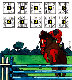 Paardrijden paardensprong puzzel