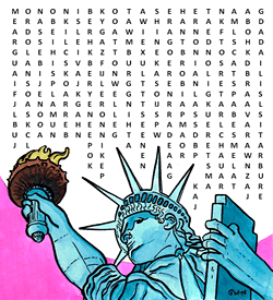 Vrijheidsbeeld woordzoeker puzzel