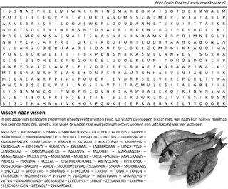 Vissen woordzoeker puzzel